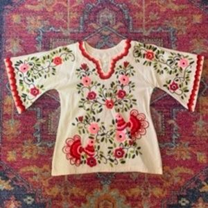 VINTAGE embroidered top with birds